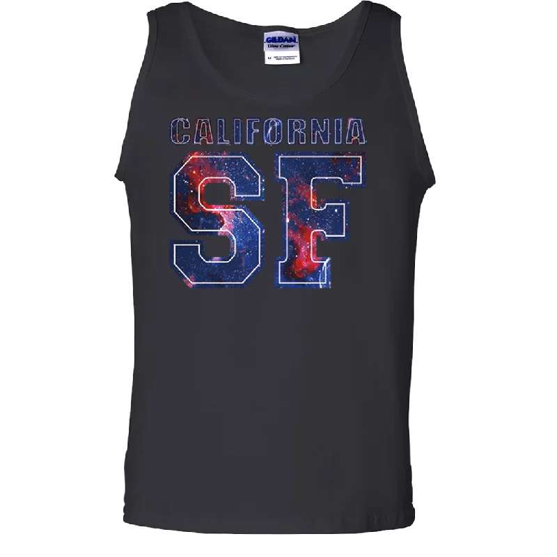 Men's button - front t - shirts with a unique artistic printCalifornia SF Nebula Asst Colors Tank Top