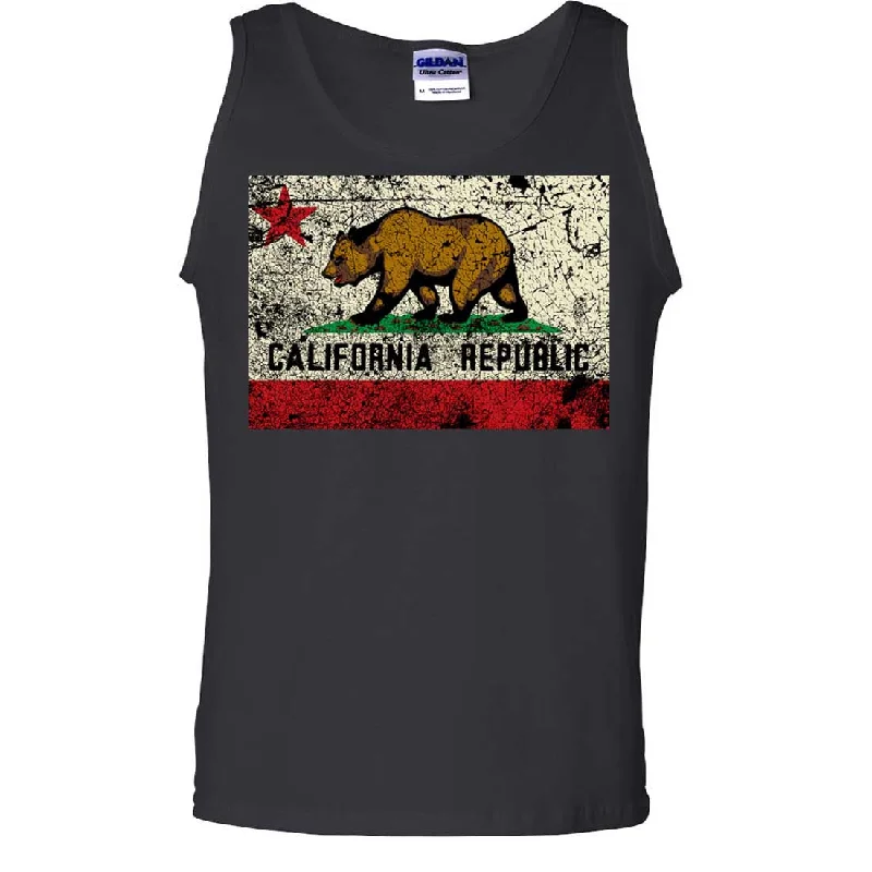 Men's smart - casual checkered t - shirts for semi - formal occasionsCalifornia State Flag Distressed Asst Colors Tank Top