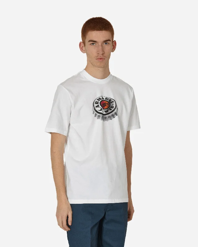 Men's button - front t - shirts with a unique artistic printBottle Cap T-Shirt White
