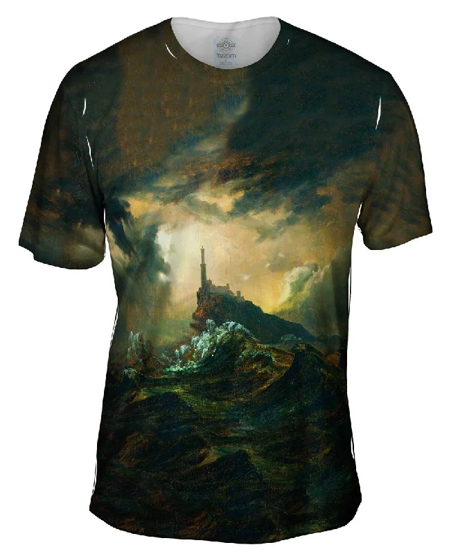 Men's antimicrobial t - shirts for odor - free freshness during travelCarl Blechen - "Stormy Sea with Lighthouse" (1826)