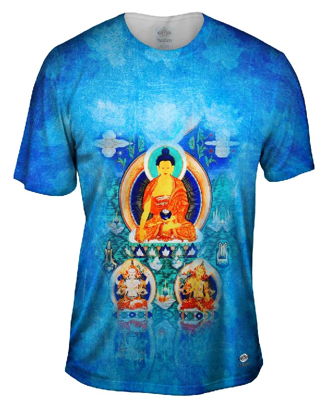 Men's long - sleeve henley t - shirts with button - down placketsChenrezig and Manjushri - "Shakyamuni" Men's long - sleeve henley t - shirts with button - down placketsChenrezig and Manjushri - "Shakyamuni"