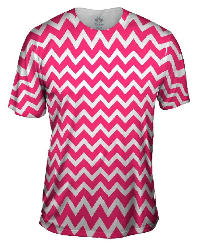 Men's lightweight performance t - shirts for running marathonsChevron Thick Pink