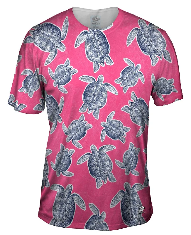 Men's moisture - wicking athletic t - shirts for intense workoutsClassic Pink Turtle