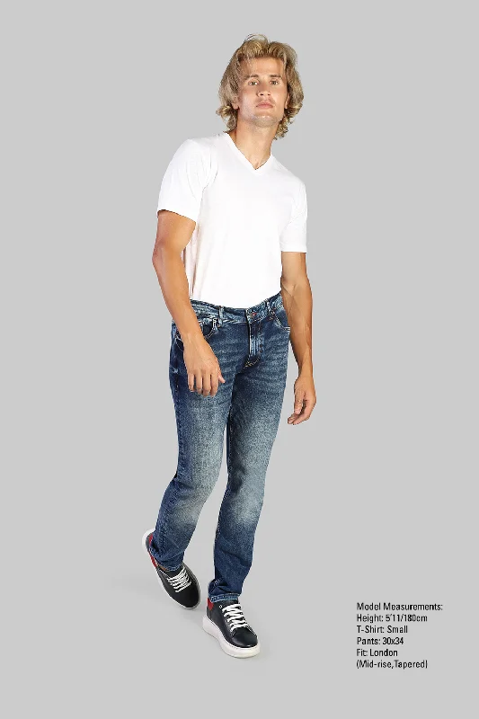 Men's ripped knee casual denim pants for a trendy street lookStretch Denim - Leno