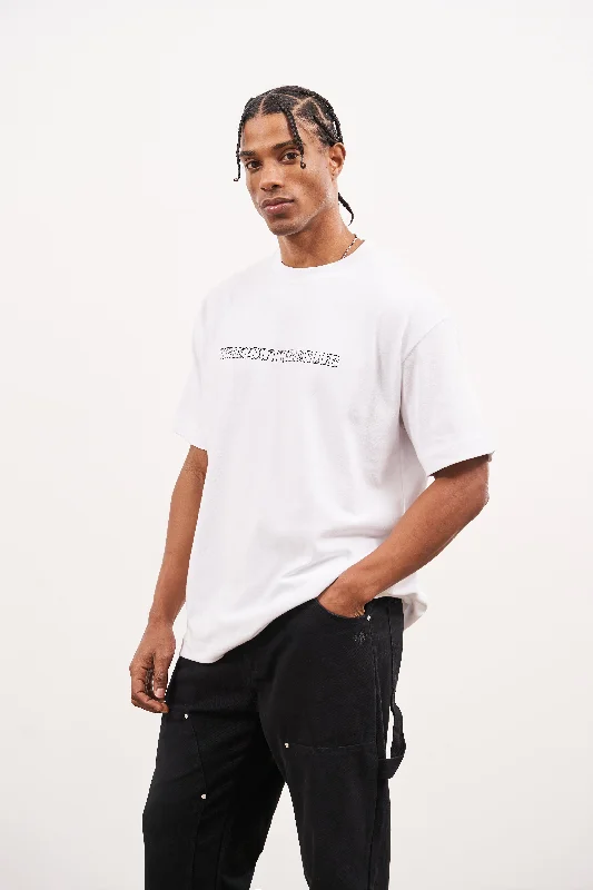 Men's eco - friendly recycled t - shirts for sustainable fashion choicesCOPYRIGHT OUTLINE PRINT T-SHIRT - WHITE
