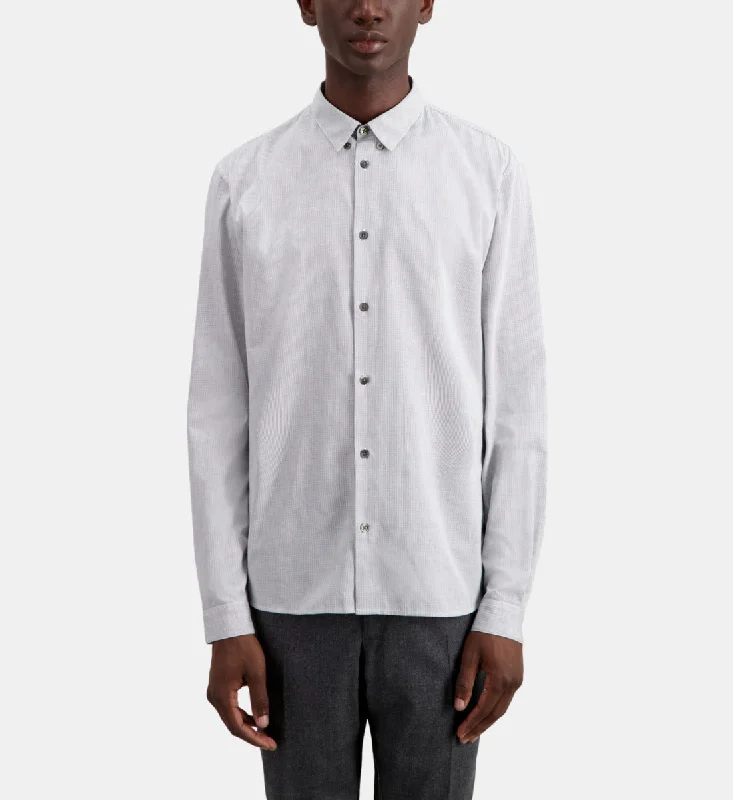 Men's mock - neck t - shirts with a modern and sleek styleCotton Shirt With Micro Checks