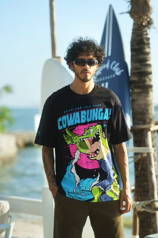 Men's eco - friendly recycled t - shirts for sustainable fashion choicesCowabunga Oversized T-shirt Men's eco - friendly recycled t - shirts for sustainable fashion choicesCowabunga Oversized T-shirt