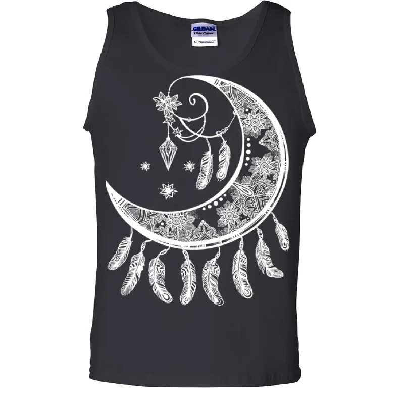 Men's lightweight performance t - shirts for running marathonsCrescent Moon Dreamcatcher White Asst Colors Tank Top