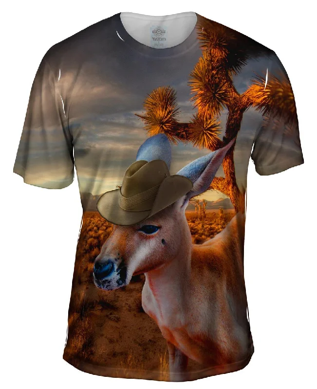 Men's short - sleeve linen t - shirts for summer beach outingsCrocodile Dundee Kangaroo