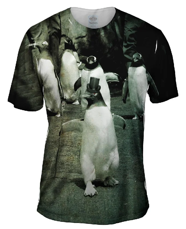 Men's antimicrobial t - shirts for odor - free freshness during travelDancing Top Hat Penguin
