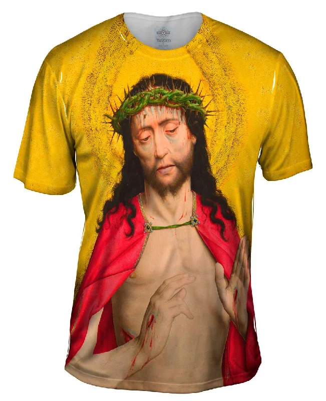 Men's ribbed t - shirts with a textured finish for added styleDirk Bouts - "Christ Crowned with Thorns" (1470) Men's ribbed t - shirts with a textured finish for added styleDirk Bouts - "Christ Crowned with Thorns" (1470)