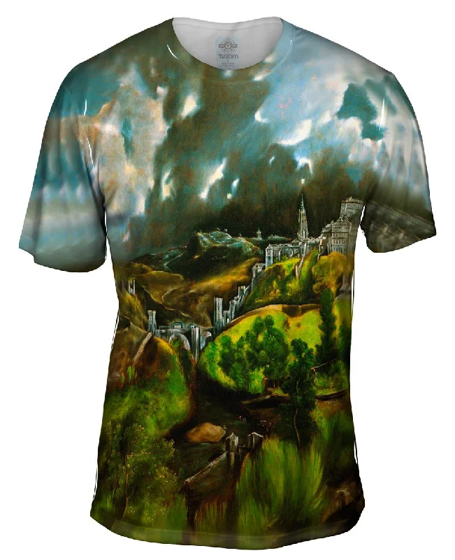 Men's long - sleeve henley t - shirts with button - down placketsEl Greco - "View of Toledo" (1596–1600)