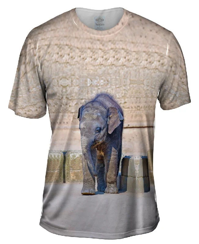 Men's printed Hawaiian t - shirts for tropical vacationsElephant Baby Wanderer