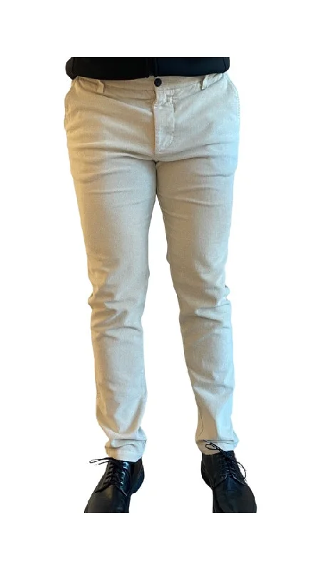 Men's tapered leg casual twill pants for a modern office lookELEVENTY Winter White Cord Pant