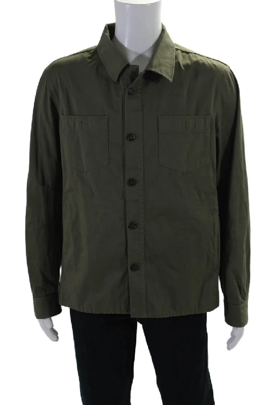 Men's button - front t - shirts with a unique artistic printEsemplare Mens Long Sleeves Button Down Shirt Olive Green Cotton Men's button - front t - shirts with a unique artistic printEsemplare Mens Long Sleeves Button Down Shirt Olive Green Cotton
