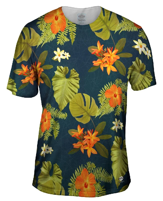 Men's distressed denim - look t - shirts with a rugged appealFeeling Hawaii Pattern