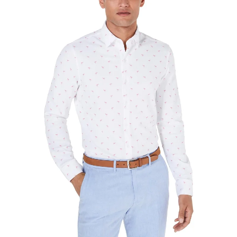 Men's moisture - wicking athletic t - shirts for intense workoutsFlamingo Mens Print Slim Fit Button-Down Shirt Men's moisture - wicking athletic t - shirts for intense workoutsFlamingo Mens Print Slim Fit Button-Down Shirt