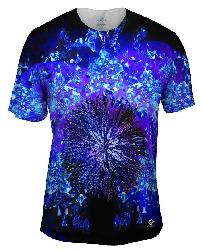 Men's eco - friendly recycled t - shirts for sustainable fashion choicesFlower Darkblue Fluorescent Men's eco - friendly recycled t - shirts for sustainable fashion choicesFlower Darkblue Fluorescent