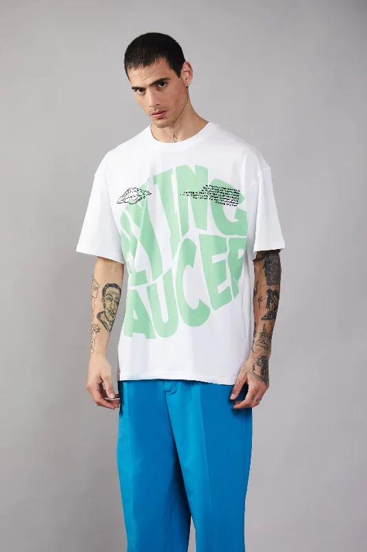 Men's slim - fit graphic t - shirts with vintage rock band printsFlying Saucer Oversized T-Shirt Men's slim - fit graphic t - shirts with vintage rock band printsFlying Saucer Oversized T-Shirt