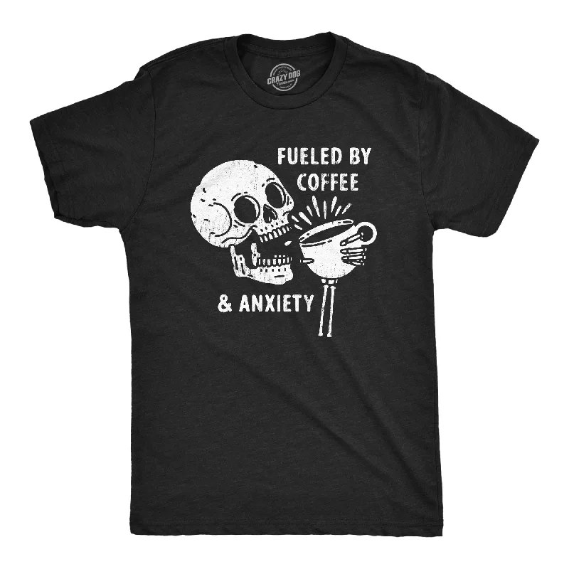 Men's polo t - shirts with a contrast collar for a preppy lookFueled By Coffee And Anxiety Men's T Shirt Men's polo t - shirts with a contrast collar for a preppy lookFueled By Coffee And Anxiety Men's T Shirt