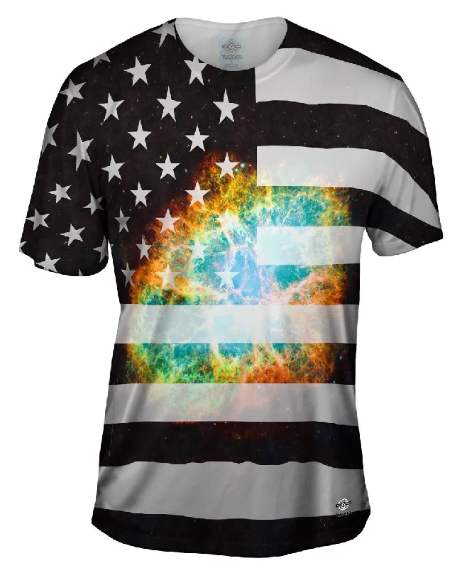 Men's smart - casual checkered t - shirts for semi - formal occasionsGalaxy Flag
