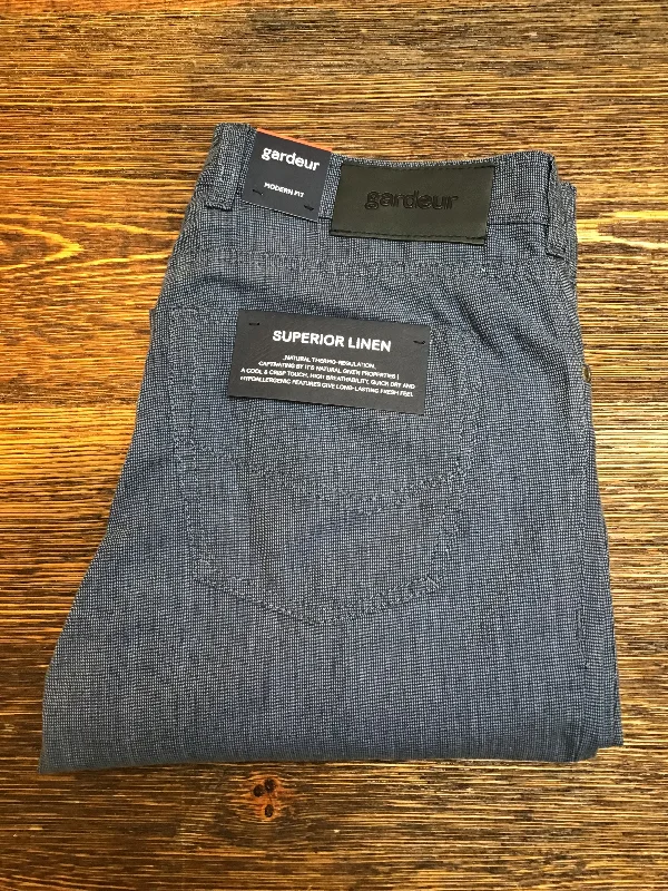Men's elastic waistband casual lounge pants for lazy days at homeGARDEUR Birds Eye Blue Jean
