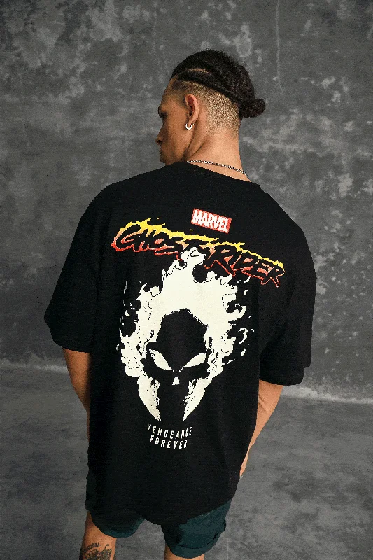 Men's smart - casual checkered t - shirts for semi - formal occasionsGhost Rider Oversized T-shirt (Glow In Dark)