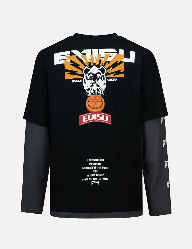 Men's moisture - wicking athletic t - shirts for intense workoutsGodhead and Logo Print Mock 2-in-1 T-shirt