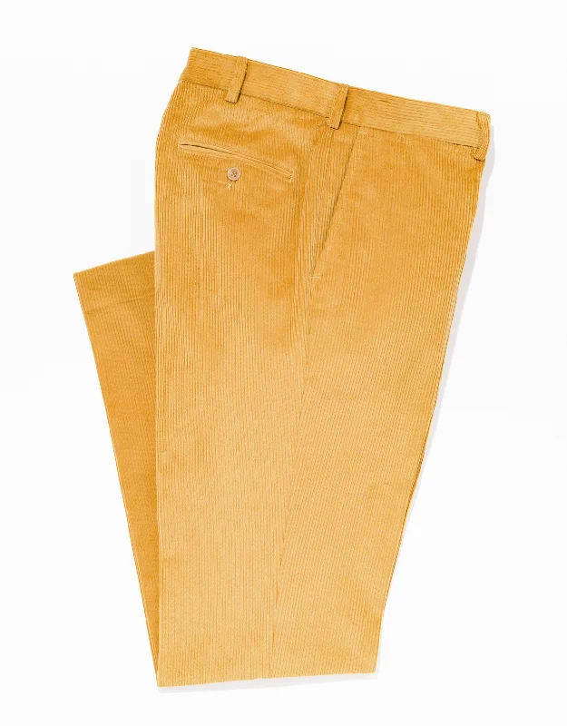 Men's zip - pocket casual canvas pants for added functionalityGOLD CORDUROY PANTS