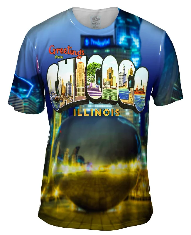 Men's eco - friendly recycled t - shirts for sustainable fashion choicesGreetings from Chicago Illinois 052