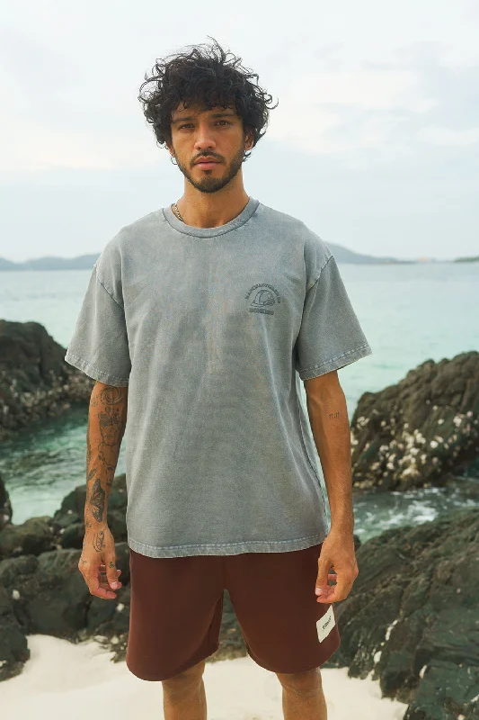 Men's long - sleeve henley t - shirts with button - down placketsGrey Premium Heavyweight Faded Oversized T-shirt Men's long - sleeve henley t - shirts with button - down placketsGrey Premium Heavyweight Faded Oversized T-shirt