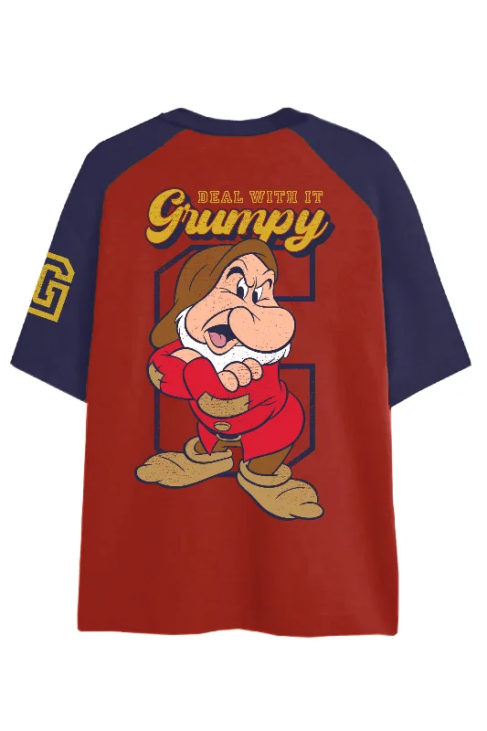 Men's button - front t - shirts with a unique artistic printGrumpy Oversized Raglan T-Shirt