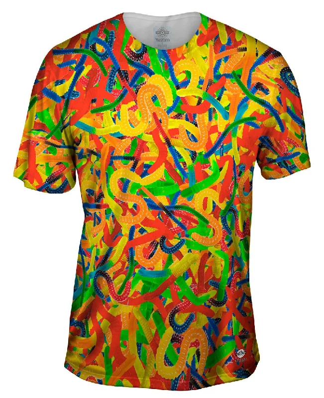 Men's short - sleeve linen t - shirts for summer beach outingsGummy Worm Time Jumbo