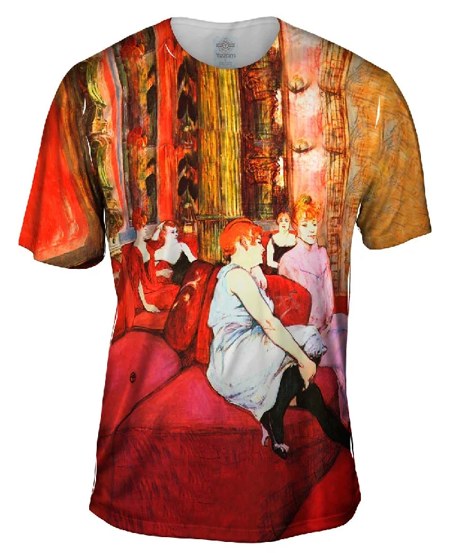 Men's long - sleeve henley t - shirts with button - down placketsHenri de Toulouse Lautrec - "Salon at the Rue des Moulins" (1894)