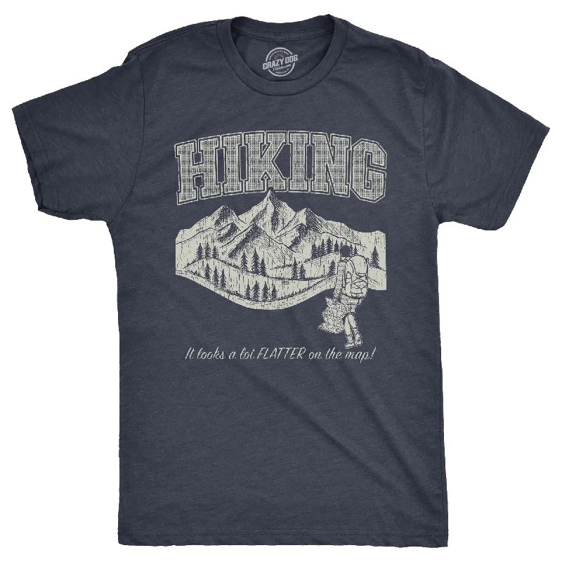 Men's long - sleeve henley t - shirts with button - down placketsHiking It Looks A Lot Flatter On The Map Men's T Shirt