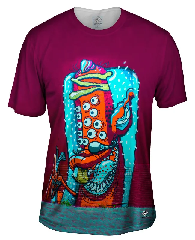 Men's printed Hawaiian t - shirts for tropical vacationsHotdog Eyes Graffiti Art Basel Miami 2013