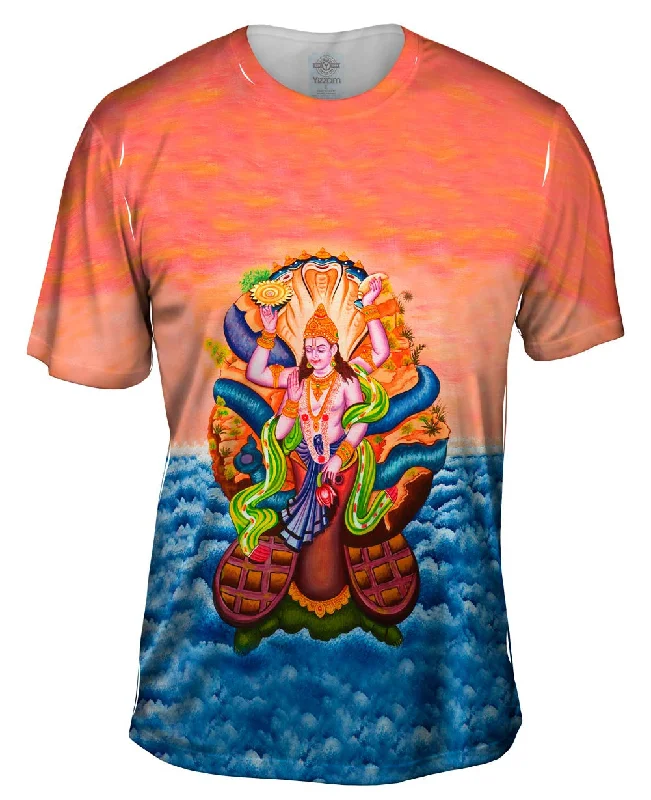Men's ribbed t - shirts with a textured finish for added styleIndia - "Kurma Avatar Of Lord Vishnu" Men's ribbed t - shirts with a textured finish for added styleIndia - "Kurma Avatar Of Lord Vishnu"