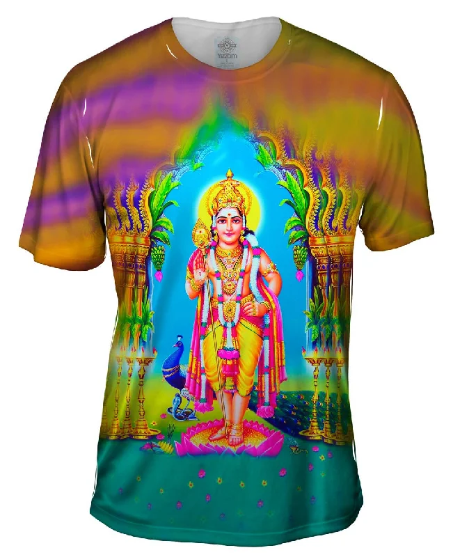 Men's tie - dye t - shirts with a bohemian styleIndia - "Muruga Hindu God"