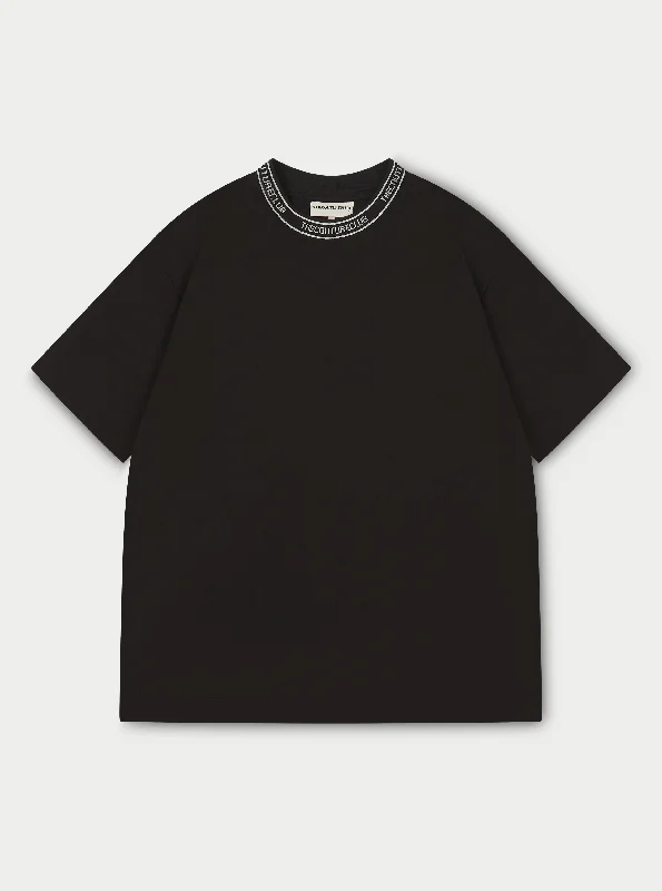 Men's antimicrobial t - shirts for odor - free freshness during travelJACQUARD COLLAR T-SHIRT - BLACK Men's antimicrobial t - shirts for odor - free freshness during travelJACQUARD COLLAR T-SHIRT - BLACK