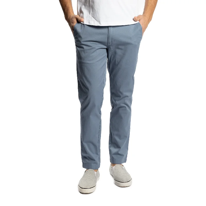 Men's distressed casual cotton pants for a laid - back bohemian styleLightweight Stretch Chinos Slim Fit - Slate