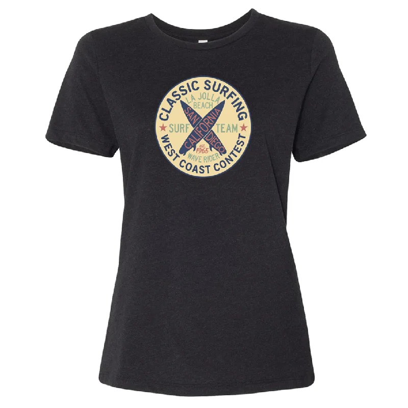 Men's button - front t - shirts with a unique artistic printLo Jolla Surf Team San Diego Women's Relaxed Jersey Tee Men's button - front t - shirts with a unique artistic printLo Jolla Surf Team San Diego Women's Relaxed Jersey Tee