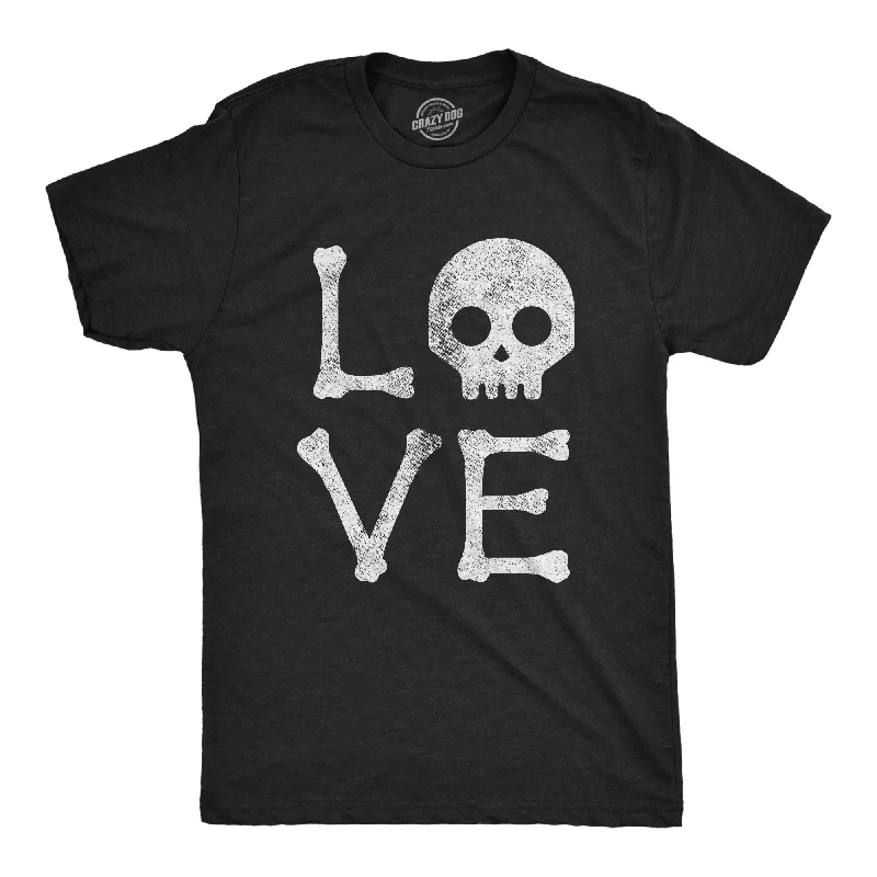 Men's short - sleeve linen t - shirts for summer beach outingsLove Skull Men's T Shirt