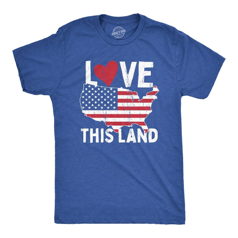 Men's distressed denim - look t - shirts with a rugged appealLove This Land Men's T Shirt