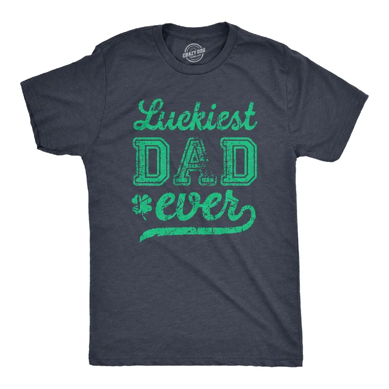 Men's slim - fit graphic t - shirts with vintage rock band printsLuckiest Dad Ever Men's T Shirt Men's slim - fit graphic t - shirts with vintage rock band printsLuckiest Dad Ever Men's T Shirt