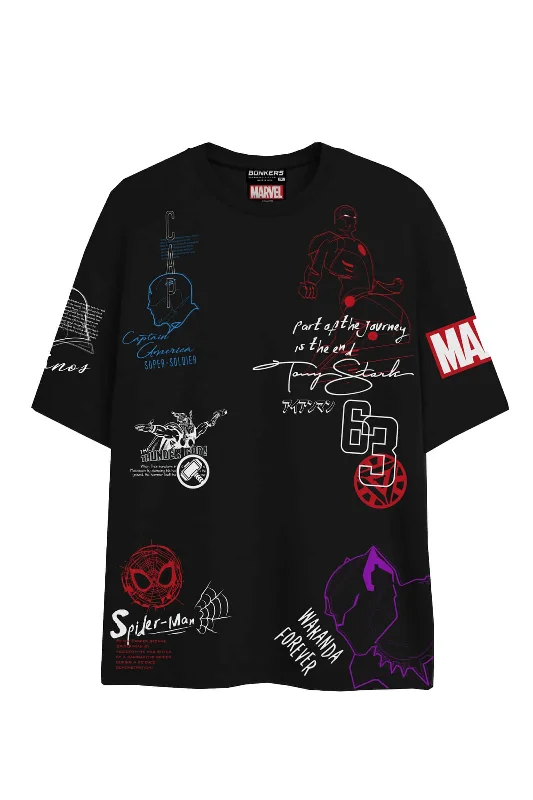 Men's thermal t - shirts with a high - neck design for cold weatherMarvel Assemble Oversized T-shirt
