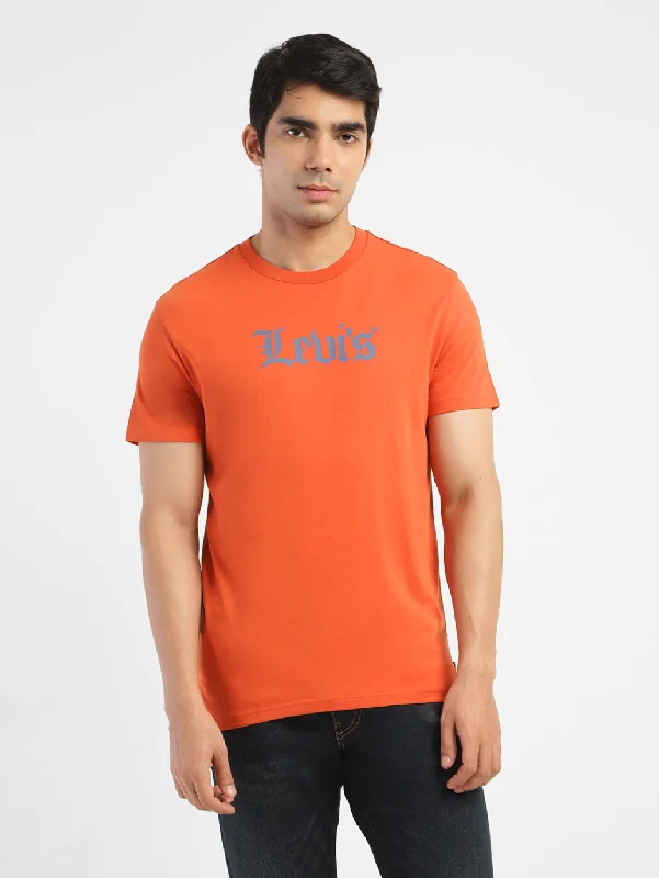 Men's mock - neck t - shirts with a modern and sleek styleMen's Brand Logo Crew neck T-shirt