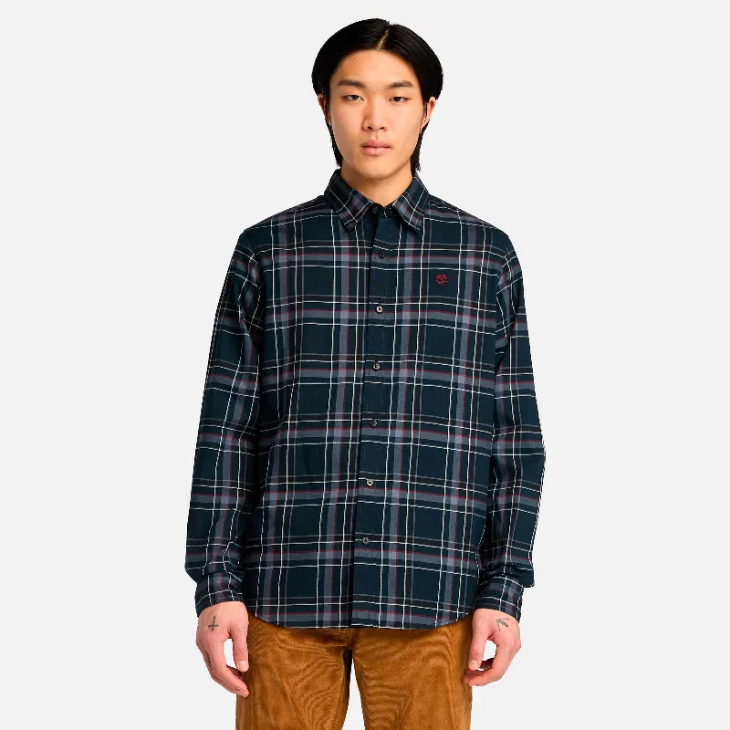 Men's mock - neck t - shirts with a modern and sleek styleMen's Brushed Twill Check Shirt