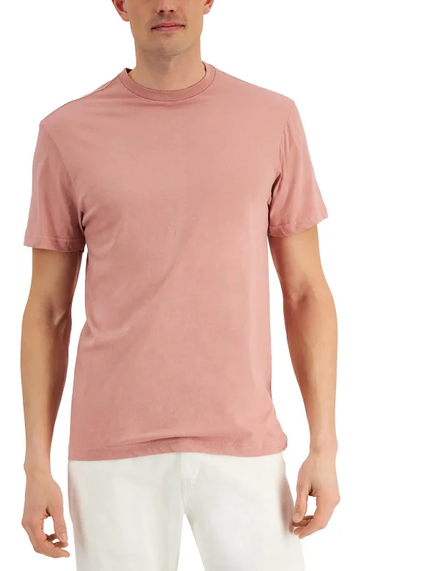 Men's distressed denim - look t - shirts with a rugged appealMens Cotton Crewneck T-Shirt