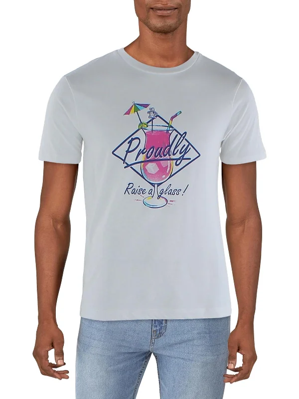 Men's distressed denim - look t - shirts with a rugged appealMens Cotton Short Sleeve Graphic T-Shirt