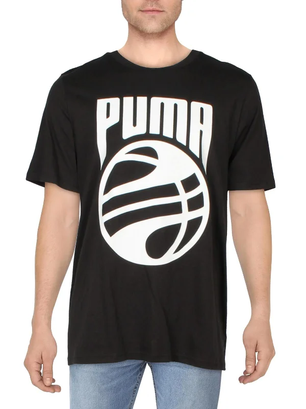 Men's button - front t - shirts with a unique artistic printMens Cotton T-Shirt
